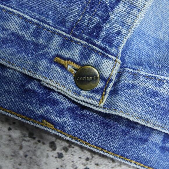 THRASHED Vintage Carhartt B73 DST Faded Blue Jeans Denim Double Knee Pant 34x31 - Picture 16 of 16